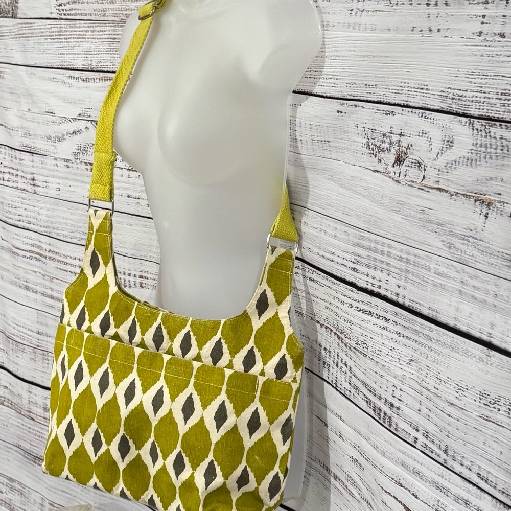 Rock Flower Paper Bright Green/Gray/Cream Geometrical Patterned Women's Bag